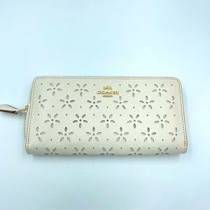 Coach Laser Cut Accordion Zip Wallet Chalk Glitter NWT